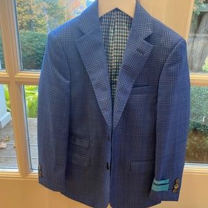 Boys Blue Plaid Dress Jacket Blazer Size 8